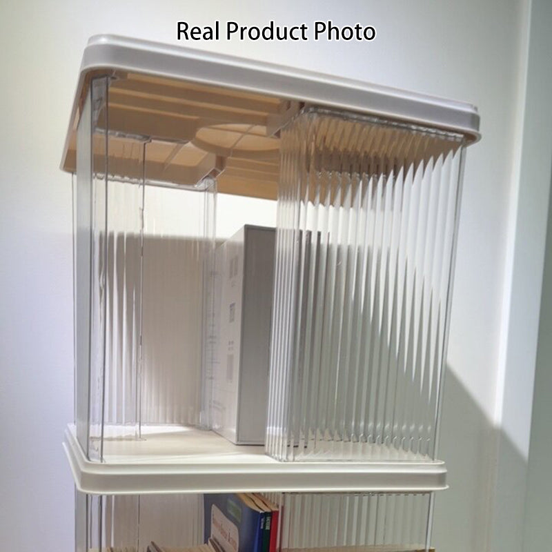 Modern Minimalist Round Square ABS PET 360° Rotating Bookshelf Storage Cabinet 5-Tier For Living Room