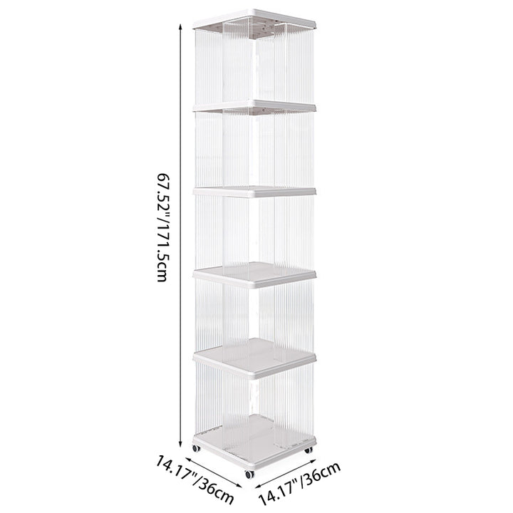 Modern Minimalist Round Square ABS PET 360° Rotating Bookshelf Storage Cabinet 5-Tier For Living Room