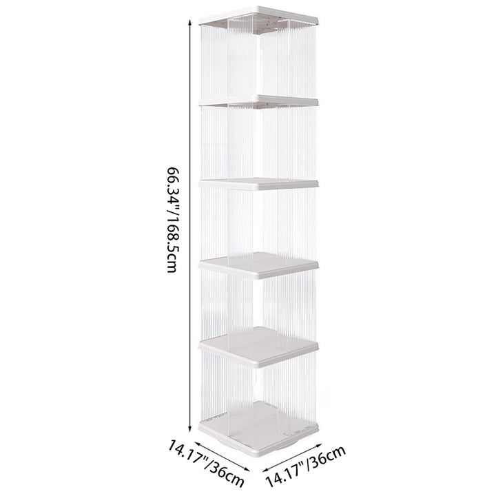 Modern Minimalist Round Square ABS PET 360° Rotating Bookshelf Storage Cabinet 5-Tier For Living Room