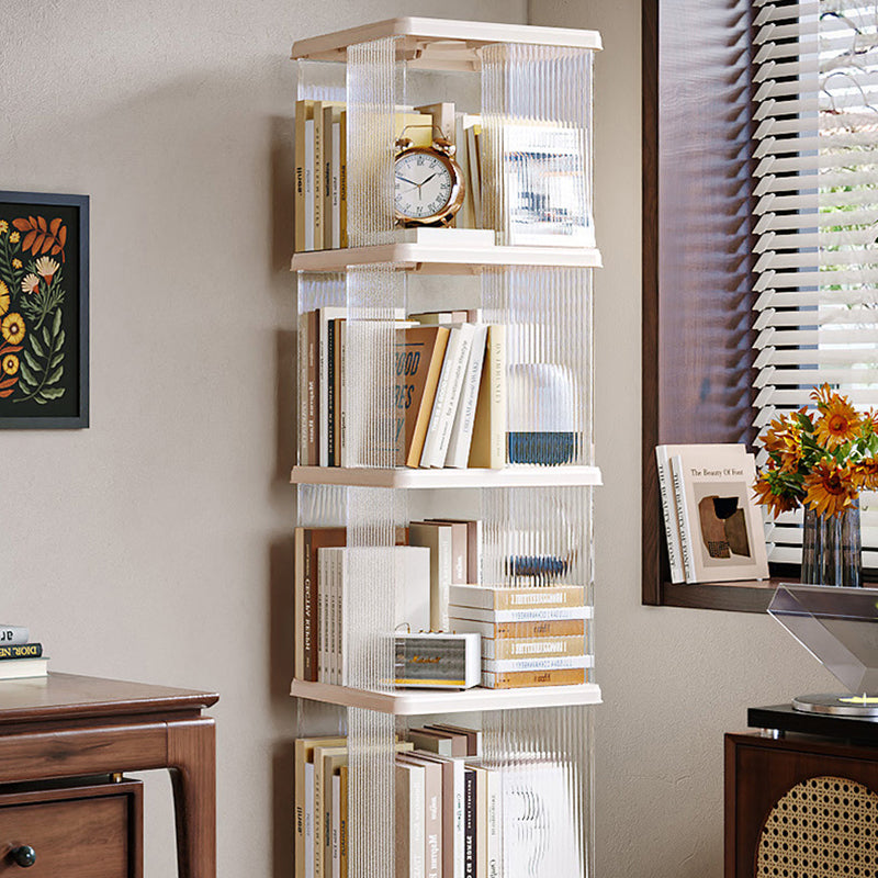 Modern Minimalist Round Square ABS PET 360° Rotating Bookshelf Storage Cabinet 5-Tier For Living Room