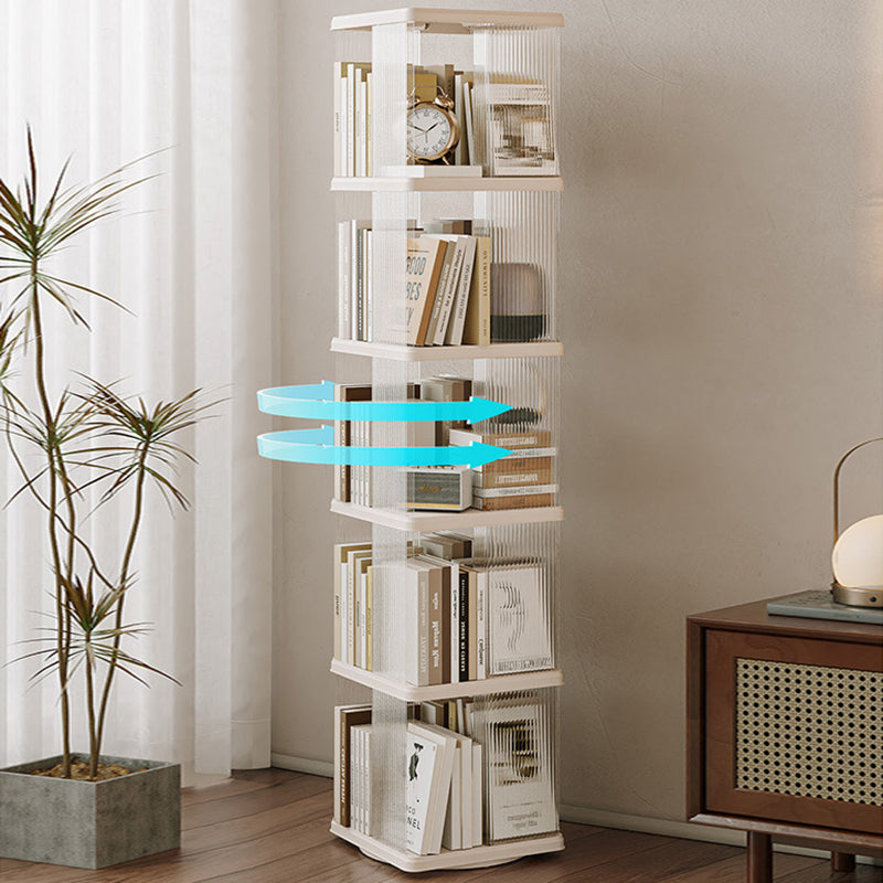 Modern Minimalist Round Square ABS PET 360° Rotating Bookshelf Storage Cabinet 5-Tier For Living Room