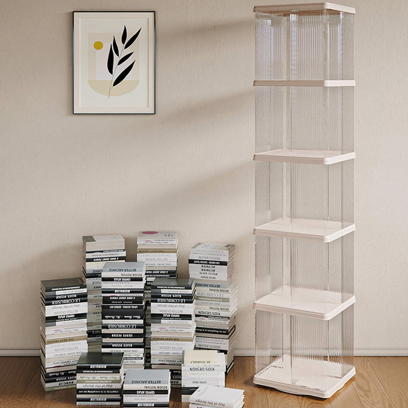 Modern Minimalist Round Square ABS PET 360° Rotating Bookshelf Storage Cabinet 5-Tier For Living Room