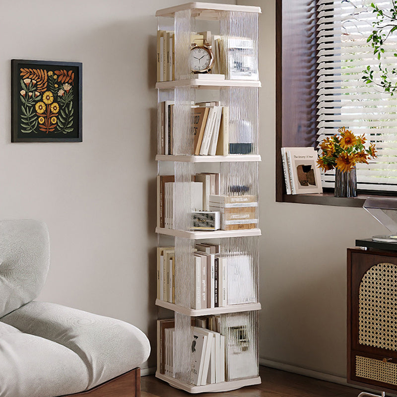 Modern Minimalist Round Square ABS PET 360° Rotating Bookshelf Storage Cabinet 5-Tier For Living Room