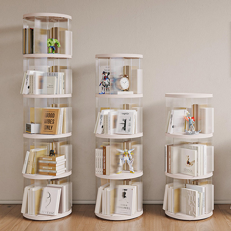 Modern Minimalist Round Square ABS PET 360° Rotating Bookshelf Storage Cabinet 5-Tier For Living Room
