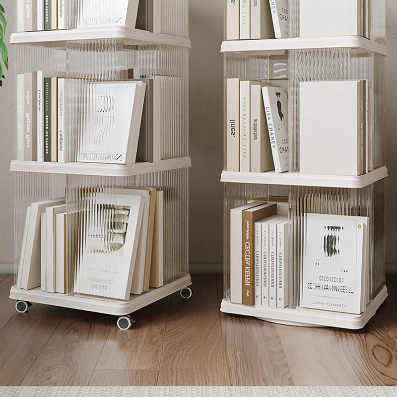 Modern Minimalist Round Square ABS PET 360° Rotating Bookshelf Storage Cabinet 5-Tier For Living Room