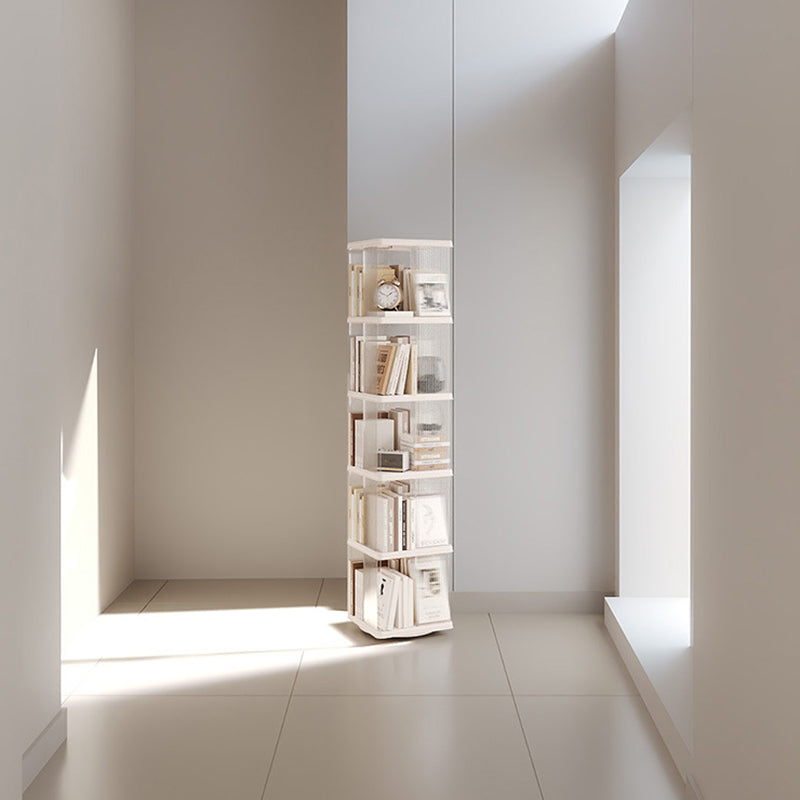 Modern Minimalist Round Square ABS PET 360° Rotating Bookshelf Storage Cabinet 5-Tier For Living Room