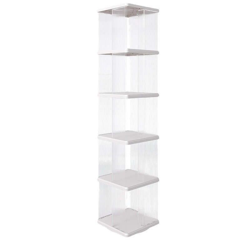 Modern Minimalist Round Square ABS PET 360° Rotating Bookshelf Storage Cabinet 5-Tier For Living Room