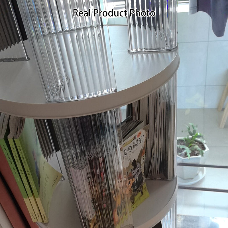 Modern Minimalist Round Square ABS PET 360° Rotating Bookshelf Storage Cabinet 5-Tier For Living Room
