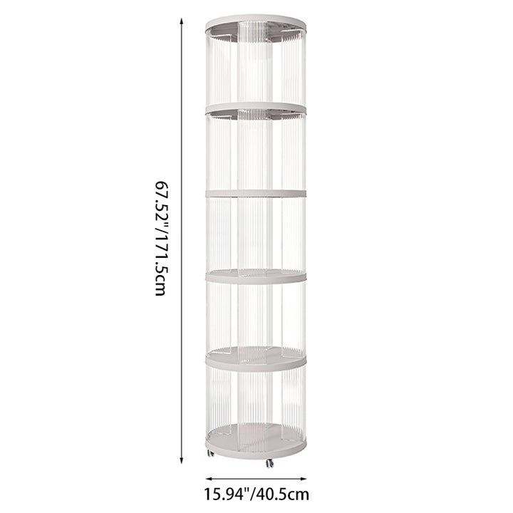 Modern Minimalist Round Square ABS PET 360° Rotating Bookshelf Storage Cabinet 5-Tier For Living Room
