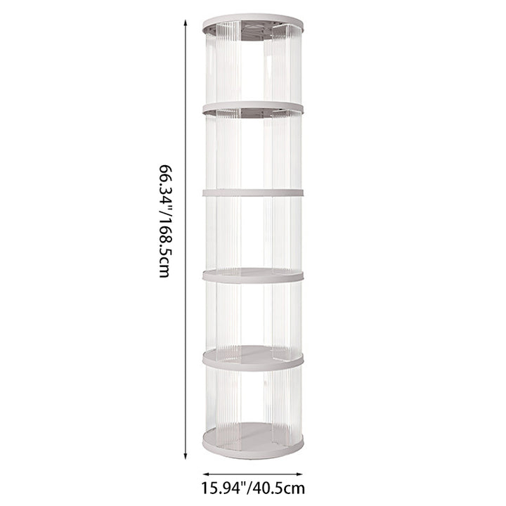 Modern Minimalist Round Square ABS PET 360° Rotating Bookshelf Storage Cabinet 5-Tier For Living Room