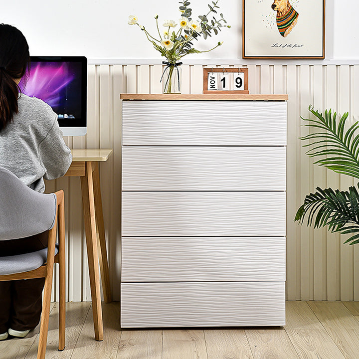 Modern Minimalist Rectangular MDF Plastic Storage Cabinet With 3/4/5 Drawers For Living Room