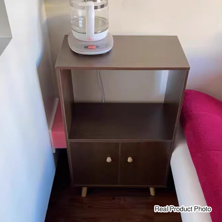 Modern Minimalist Rectangular MDF Plastic Metal Plate Narrow Storage Cabinet 1 Open Shelf 2/3 Door For Living Room
