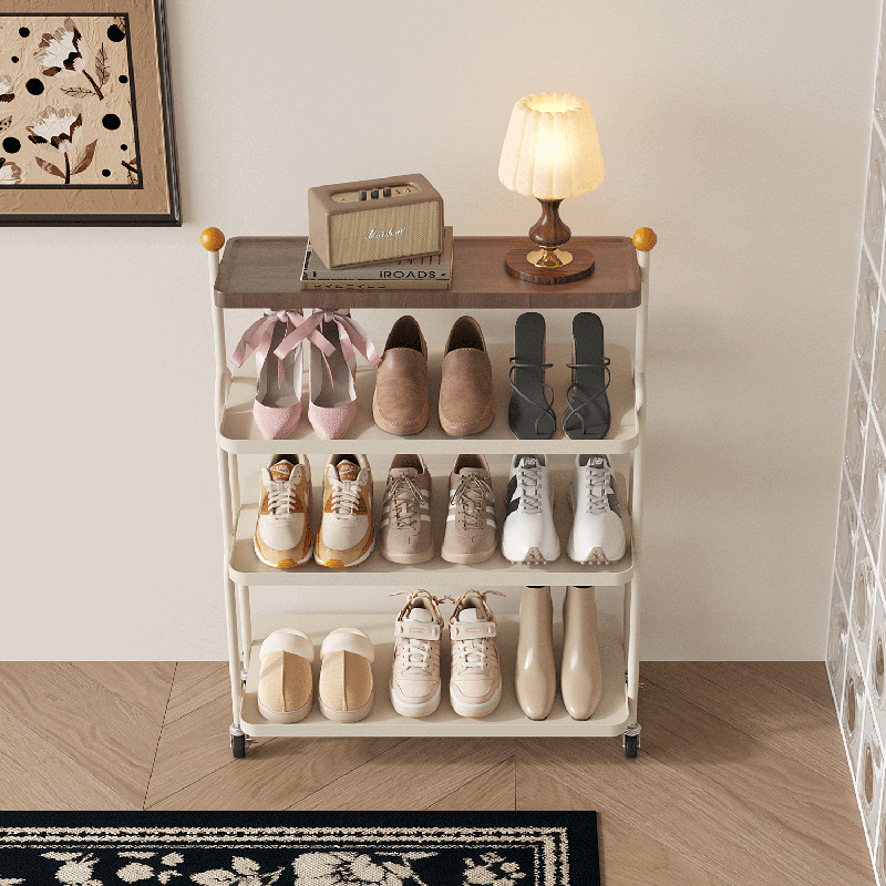 Modern Minimalist Rectangular MDF Iron Shoe Storage 4-Tier For Entryways