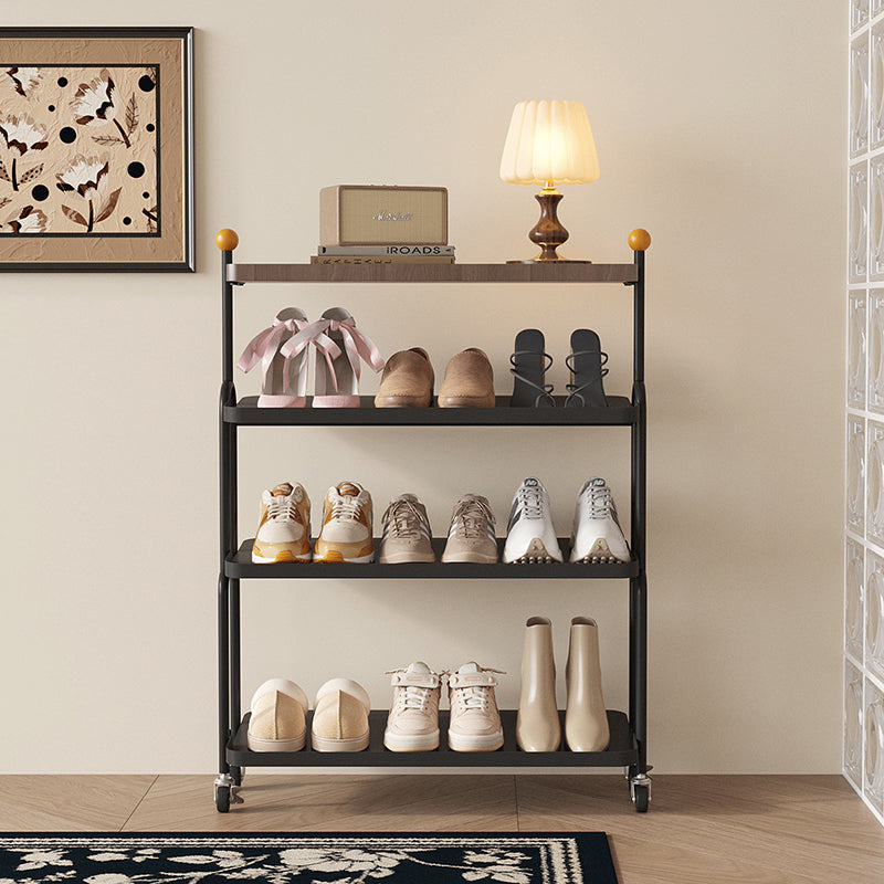 Modern Minimalist Rectangular MDF Iron Shoe Storage 4-Tier For Entryways