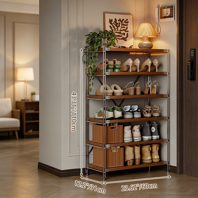 Traditional Japanese Rectangular OSB Steel Shoe Storage 6-Tier For Entryways