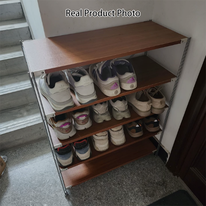 Traditional Japanese Rectangular OSB Steel Shoe Storage 6-Tier For Entryways