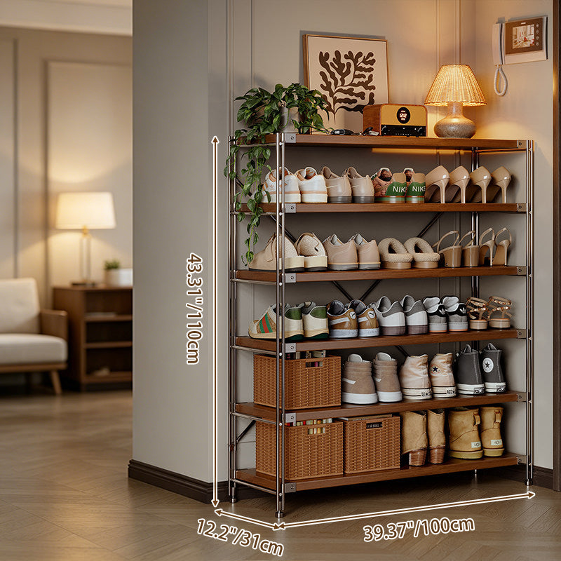 Traditional Japanese Rectangular OSB Steel Shoe Storage 6-Tier For Entryways