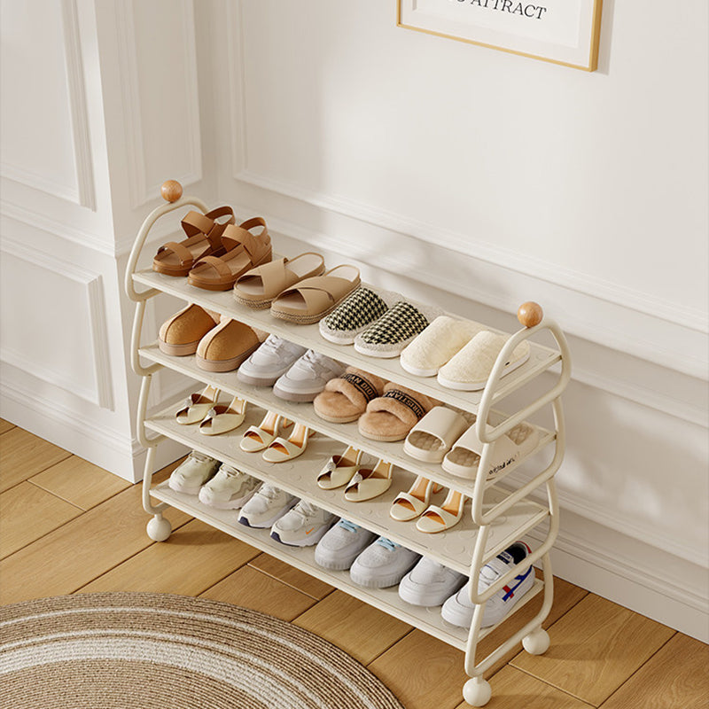 Contemporary Scandinavian Rectangular Curved Iron Shoe Storage 4-Tier For Entryways