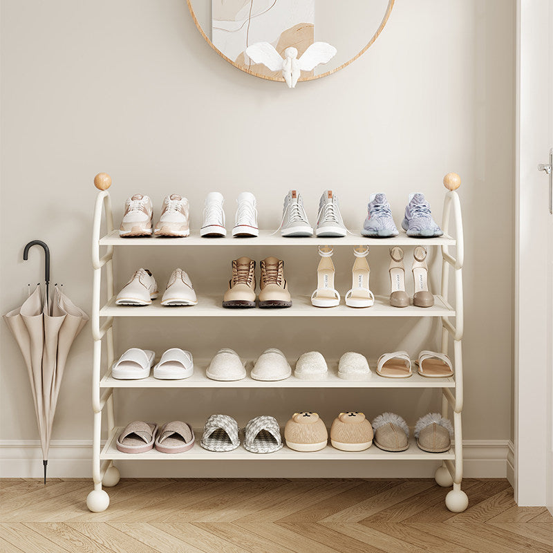 Contemporary Scandinavian Rectangular Curved Iron Shoe Storage 4-Tier For Entryways