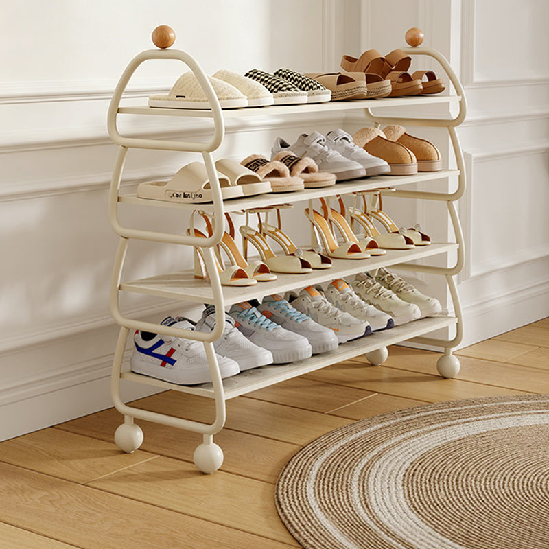 Contemporary Scandinavian Rectangular Curved Iron Shoe Storage 4-Tier For Entryways