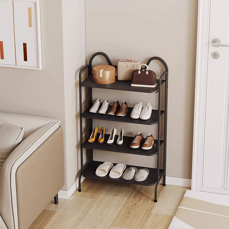Modern Minimalist Iron Cat-Ear Curved Rectangular Shoe Storage 4-Tier For Entryways