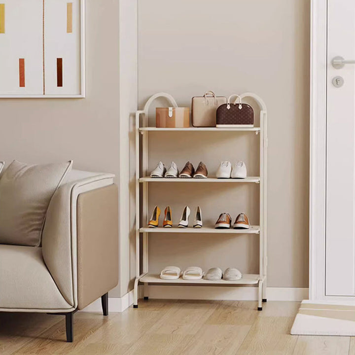 Modern Minimalist Iron Cat-Ear Curved Rectangular Shoe Storage 4-Tier For Entryways