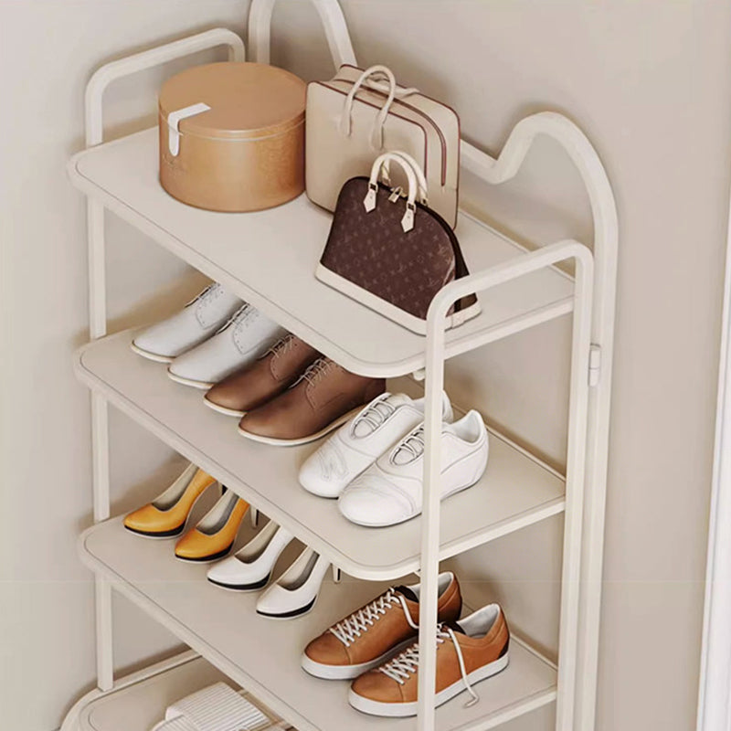 Modern Minimalist Iron Cat-Ear Curved Rectangular Shoe Storage 4-Tier For Entryways