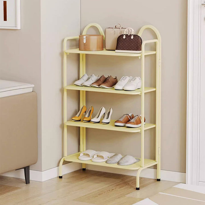 Modern Minimalist Iron Cat-Ear Curved Rectangular Shoe Storage 4-Tier For Entryways