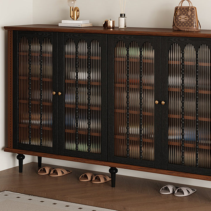 Traditional Vintage Rectangular Rubberwood Plywood Shoe Storage Cabinet 2/3/4 Door For Entryways