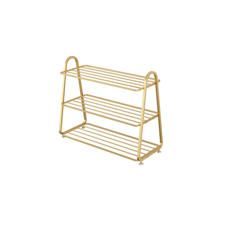 Modern Minimalist Rectangular Rounded Iron Gold Shoe Storage 3/4/5-Tier For Entryways