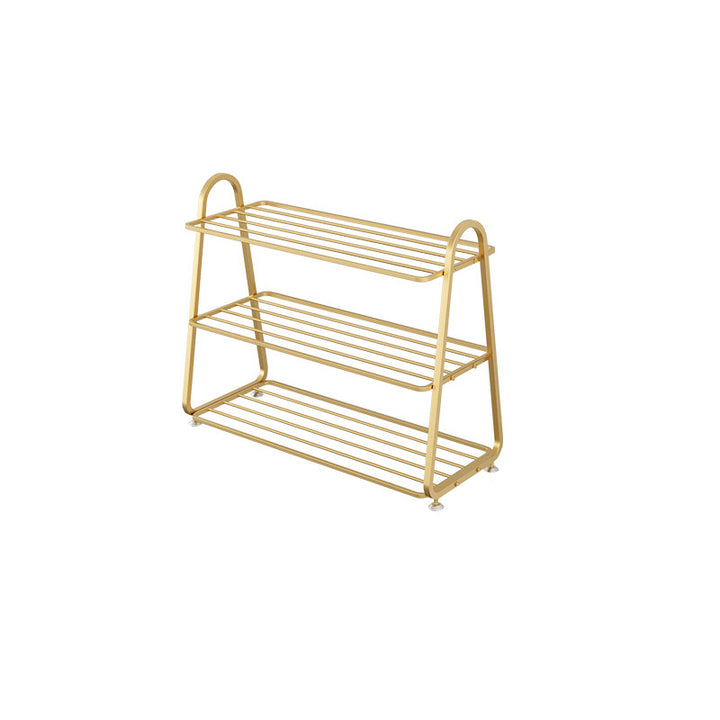 Modern Minimalist Rectangular Rounded Iron Gold Shoe Storage 3/4/5-Tier For Entryways