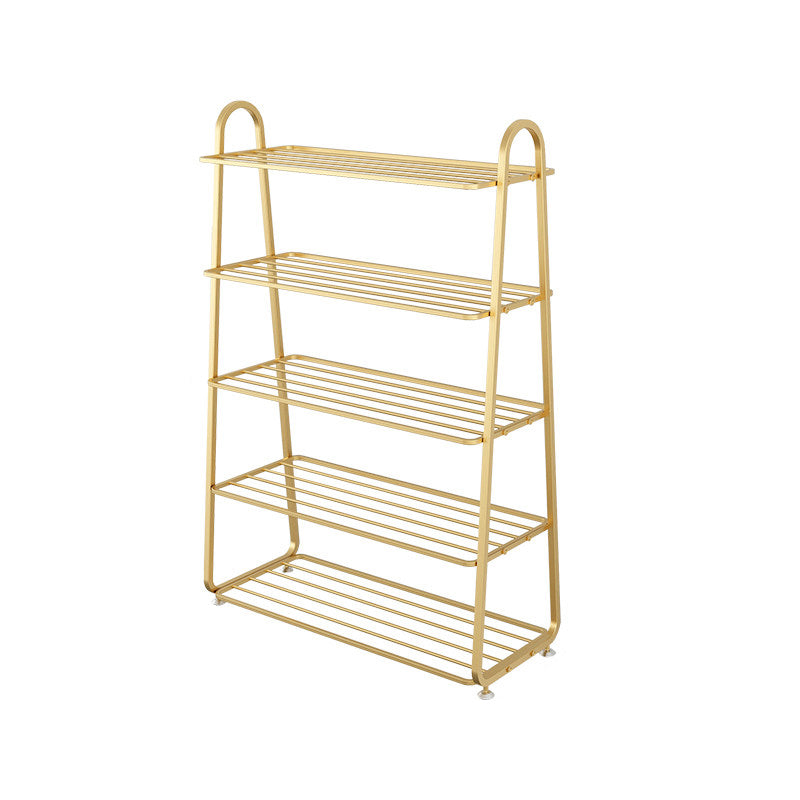 Modern Minimalist Rectangular Rounded Iron Gold Shoe Storage 3/4/5-Tier For Entryways