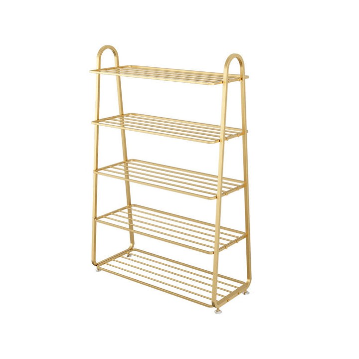 Modern Minimalist Rectangular Rounded Iron Gold Shoe Storage 3/4/5-Tier For Entryways