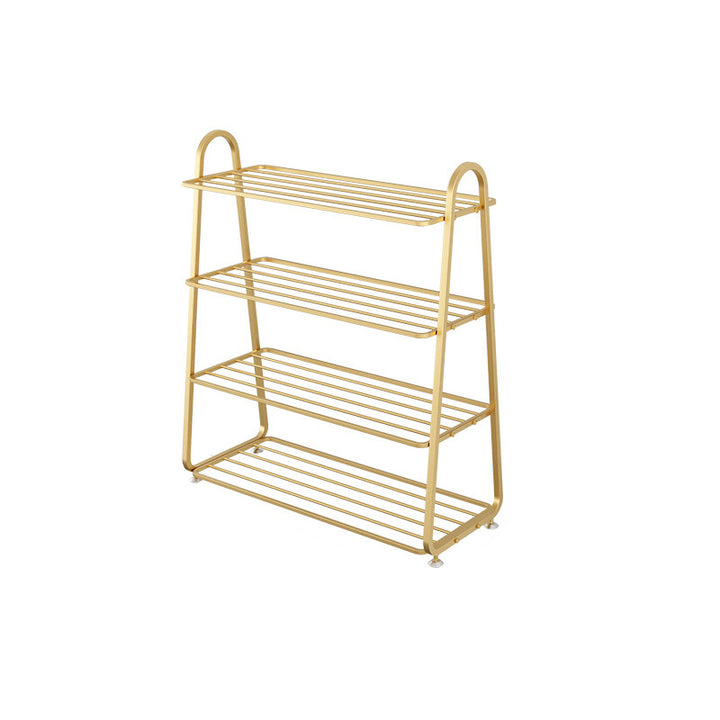 Modern Minimalist Rectangular Rounded Iron Gold Shoe Storage 3/4/5-Tier For Entryways