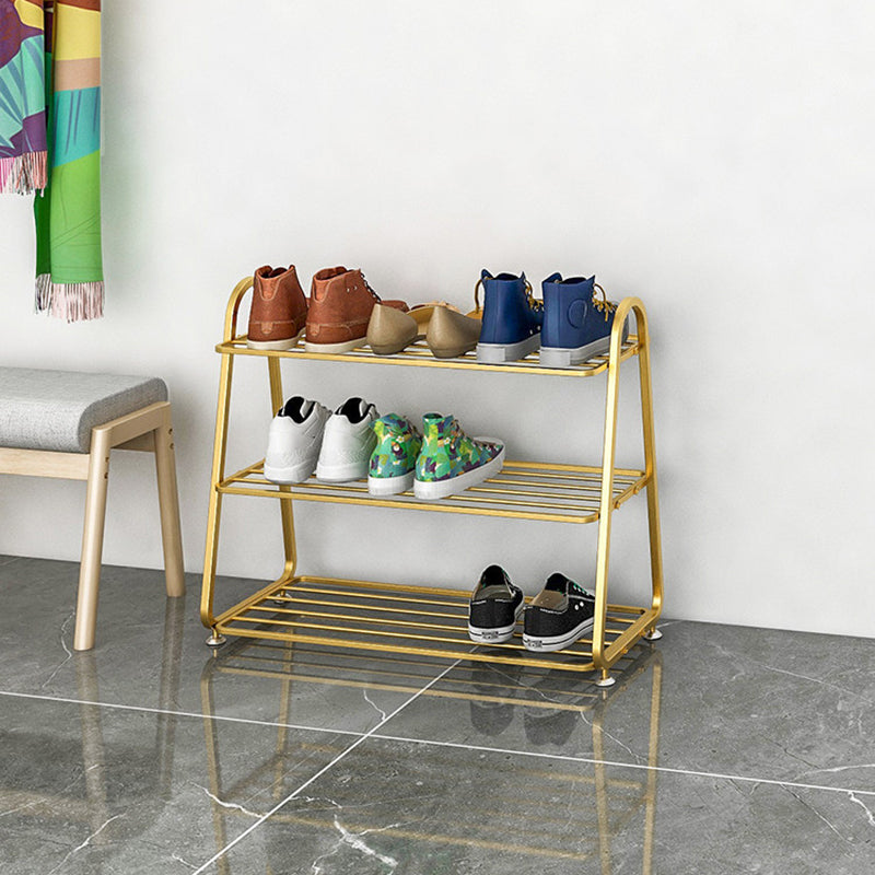 Modern Minimalist Rectangular Rounded Iron Gold Shoe Storage 3/4/5-Tier For Entryways