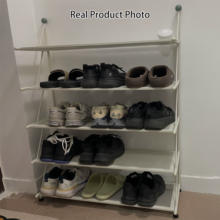 Modern Minimalist Rectangular Triangular Carbon Steel PP Shoe Storage 4/5-Tier For Entryways