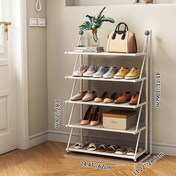 Modern Minimalist Rectangular Triangular Carbon Steel PP Shoe Storage 4/5-Tier For Entryways