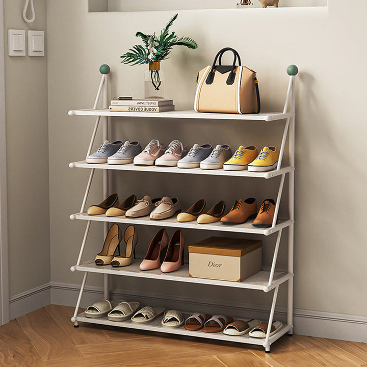 Modern Minimalist Rectangular Triangular Carbon Steel PP Shoe Storage 4/5-Tier For Entryways