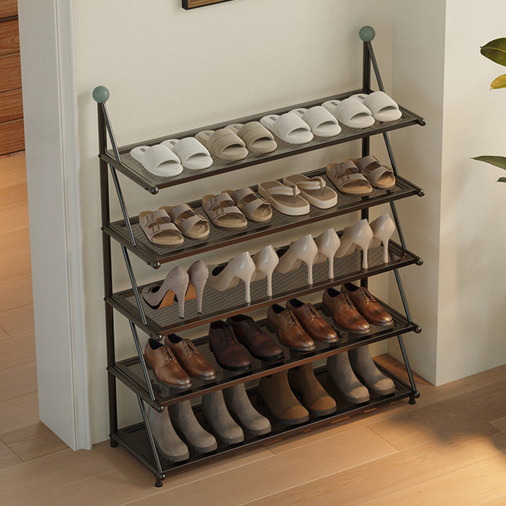 Modern Minimalist Rectangular Triangular Carbon Steel PP Shoe Storage 4/5-Tier For Entryways