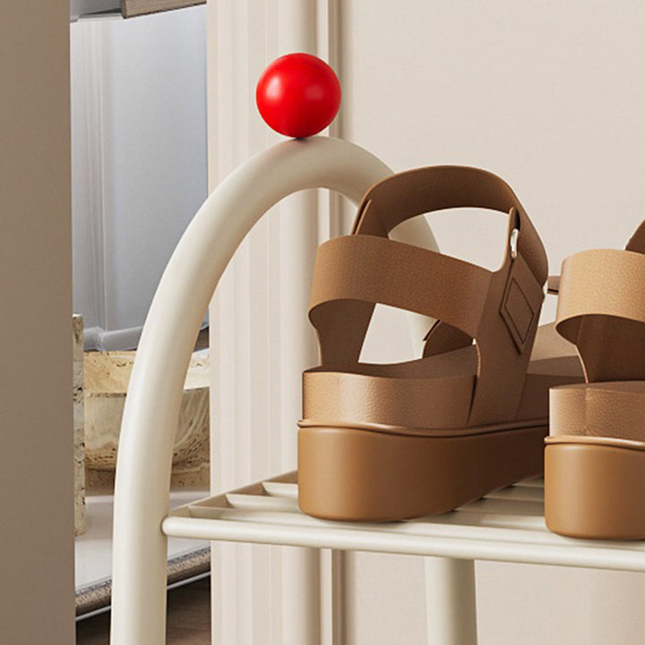 Modern Minimalist Rectangular Rounded Steel PP Shoe Storage 2/3-Tier For Entryways