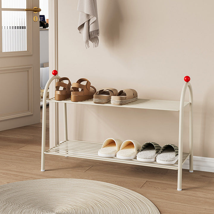 Modern Minimalist Rectangular Rounded Steel PP Shoe Storage 2/3-Tier For Entryways