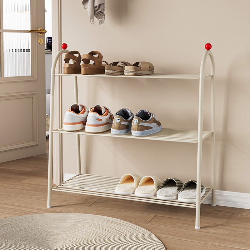 Modern Minimalist Rectangular Rounded Steel PP Shoe Storage 2/3-Tier For Entryways