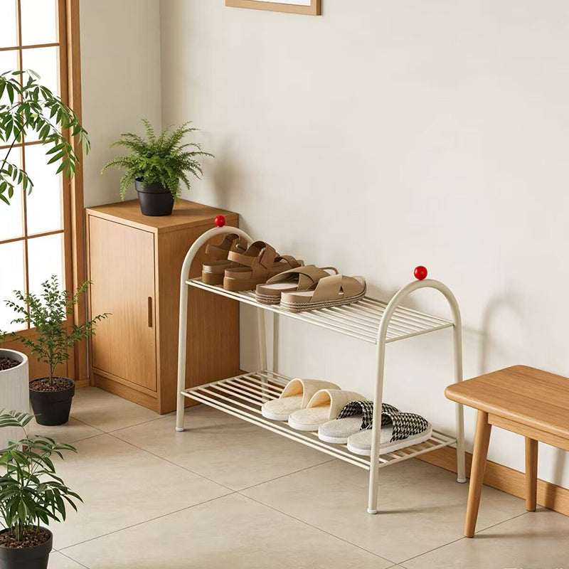 Modern Minimalist Rectangular Rounded Steel PP Shoe Storage 2/3-Tier For Entryways