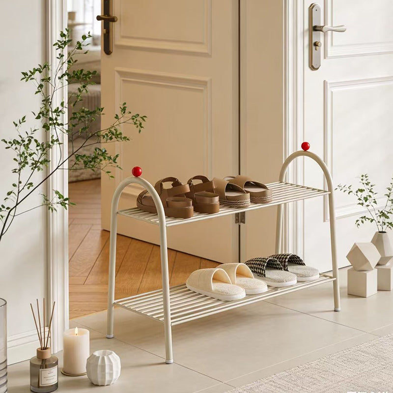Modern Minimalist Rectangular Rounded Steel PP Shoe Storage 2/3-Tier For Entryways