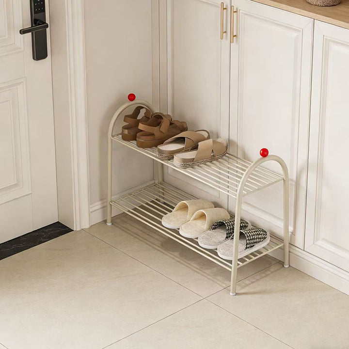 Modern Minimalist Rectangular Rounded Steel PP Shoe Storage 2/3-Tier For Entryways