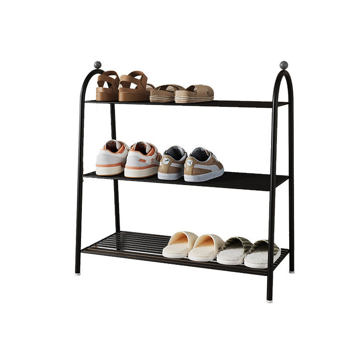 Modern Minimalist Rectangular Rounded Steel PP Shoe Storage 2/3-Tier For Entryways