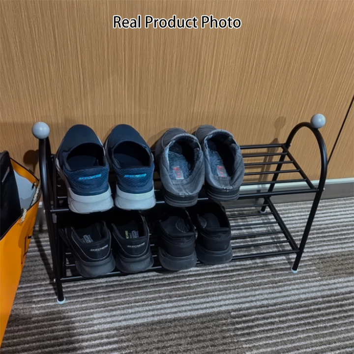 Modern Minimalist Rectangular Rounded Steel PP Shoe Storage 2/3-Tier For Entryways