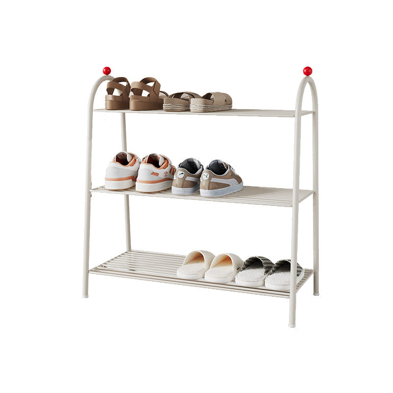 Modern Minimalist Rectangular Rounded Steel PP Shoe Storage 2/3-Tier For Entryways