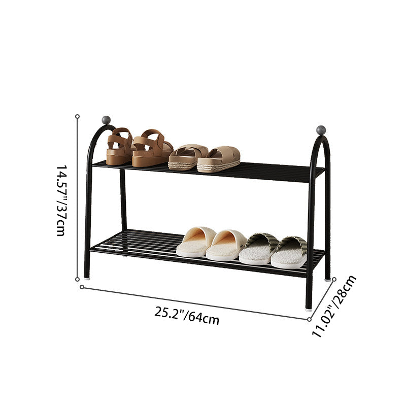 Modern Minimalist Rectangular Rounded Steel PP Shoe Storage 2/3-Tier For Entryways