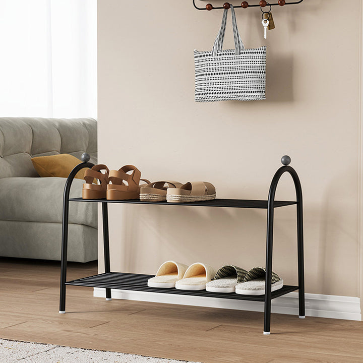 Modern Minimalist Rectangular Rounded Steel PP Shoe Storage 2/3-Tier For Entryways